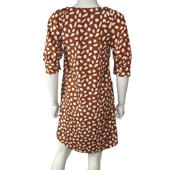 Compaña Fantastica Brown & White Print Casual Dress Womens Size‎ Small (J10217) - Picture 5 of 10